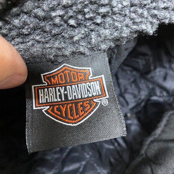 Harley Davidson Motorcycles Hat Cap Black with Earflaps Fit Small Size Heads - Picture 6 of 12